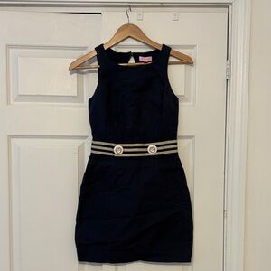 Lilly Pulitzer Dark Blue Mini Dress with Metallic Details